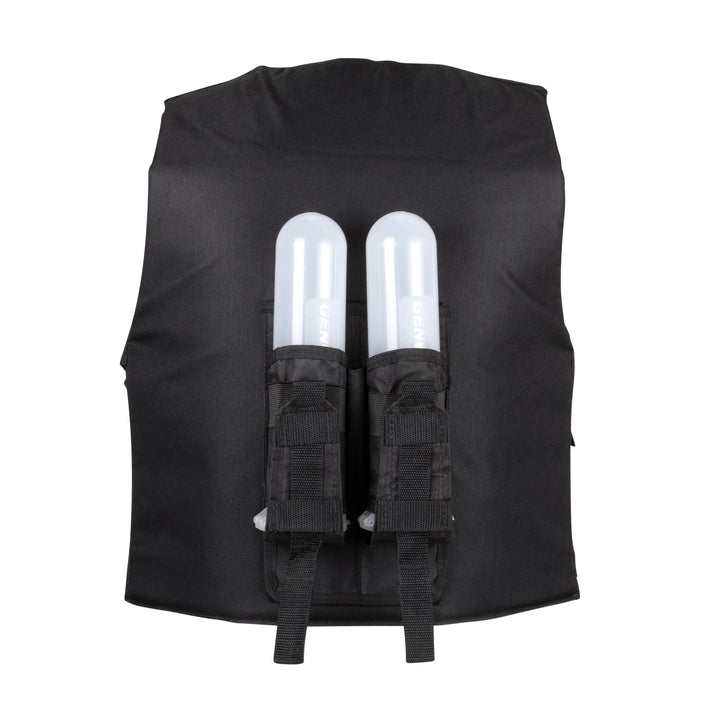 black reversible paintball tactical vest back view