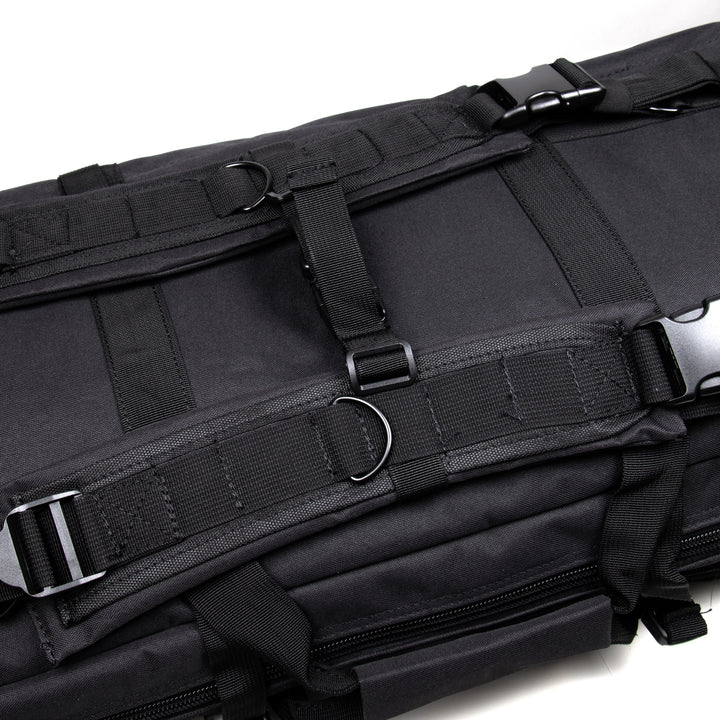 Deluxe Tactical Gun Bag Black back pack straps