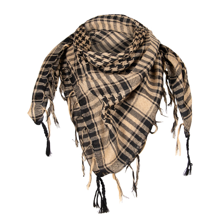 tan checkered scarf headwrap