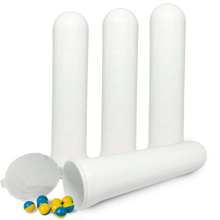 white 140 round paintball pods